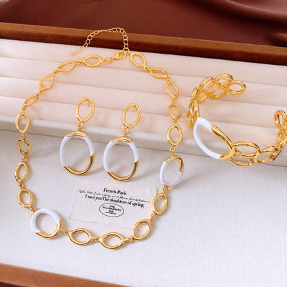 Hollow Bracelet Necklace And Earrings Suite