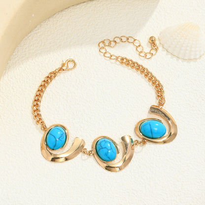 Inlaid Turquoise Spiral Earrings Necklace Bracelet Ring Set