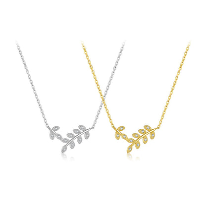 S925 Sterling Silver Leaf Shaped Necklace