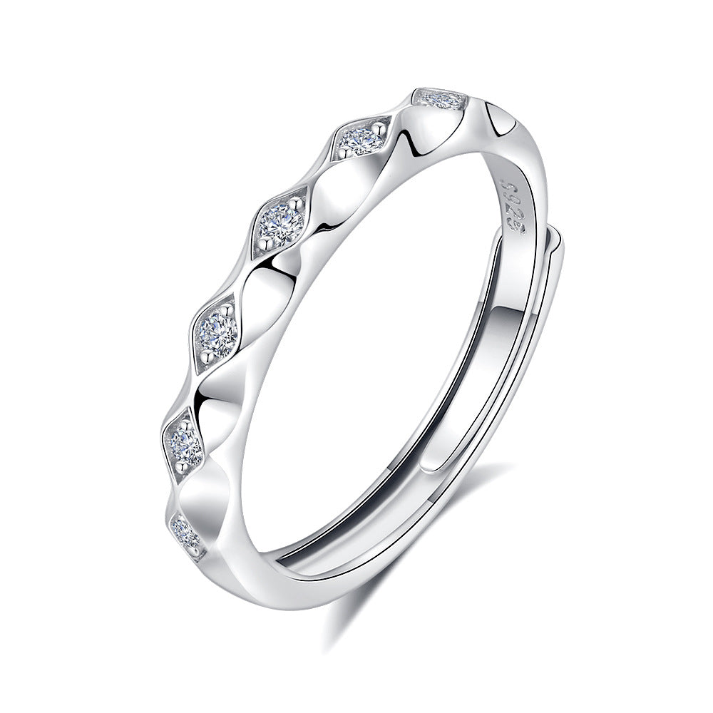 S925 Silver Adjustable Ring For Couples