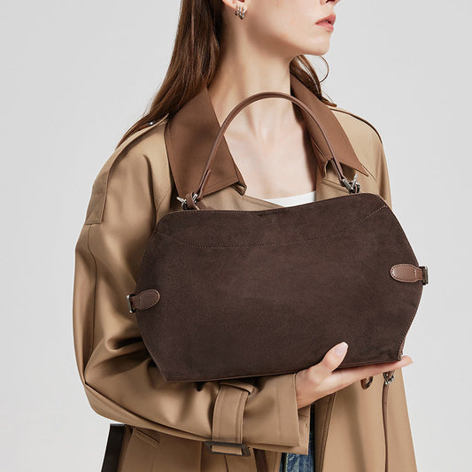 Genuine Deer Suede Brushed Leather Crossbody Bag Versatile