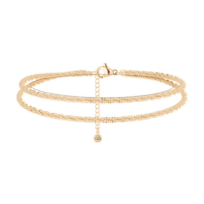 Fashion Trend Sparkling Foot Ornaments Double Layer