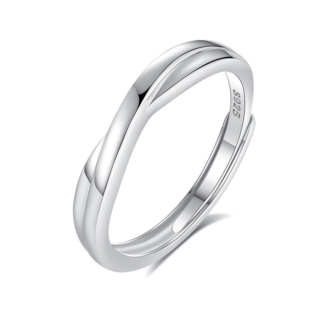 S925 Silver Adjustable Ring For Couples