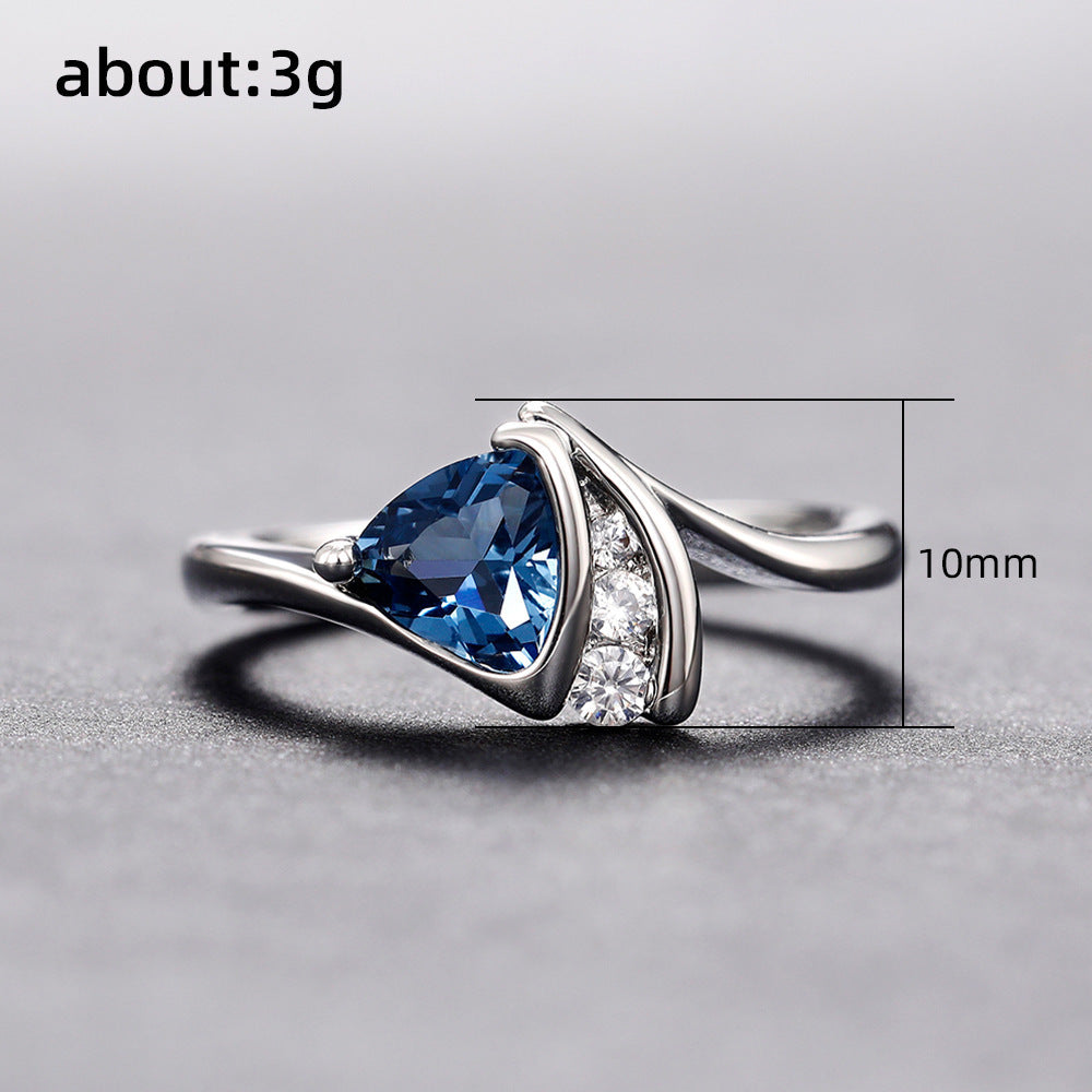 Geometric Design Copper Inlaid Zircon Women's Fashion Personality Affordable Luxury Silver Ring