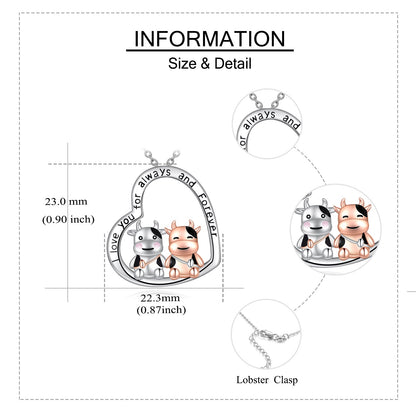 Cow Gifts Cow Necklace for Women 925 Sterling Silver I Love You Always and Forever