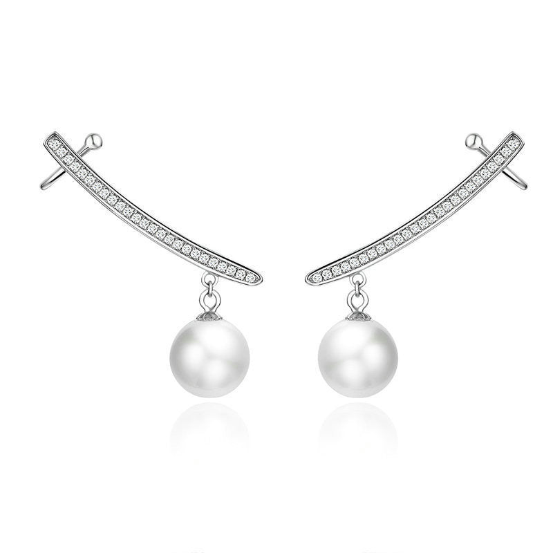Fashion Women's S925 Silver Pearl Earrings