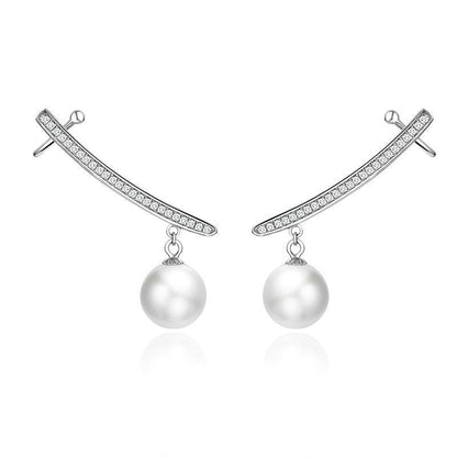 Fashion Women's S925 Silver Pearl Earrings