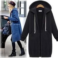 Hooded Long-sleeved Winter Sweater Women's Jacket In A Long Thick Shirt