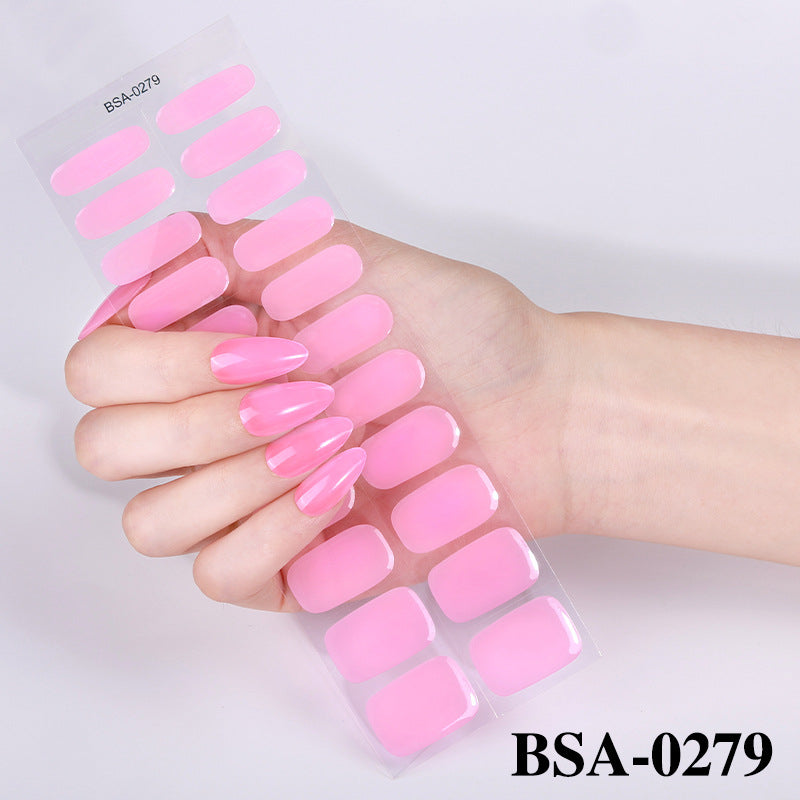 Simple Solid Color Scallion Powder No-bake Gel Nail Stickers