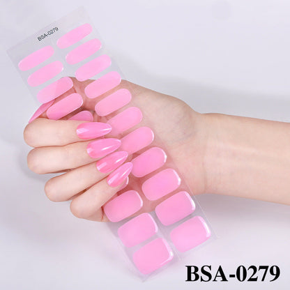 Simple Solid Color Scallion Powder No-bake Gel Nail Stickers