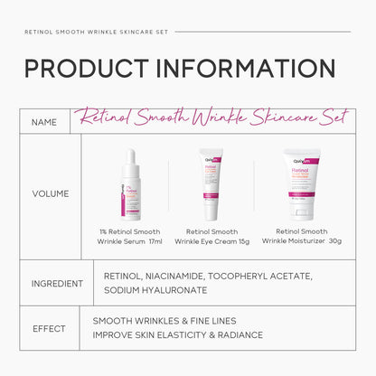 QUIYUM Retinol Smooth Wrinkle Skincare Set · For All Skin Types · Smooth Wrinkles & Fine Lines Improve Skin Elasticity & Radianc