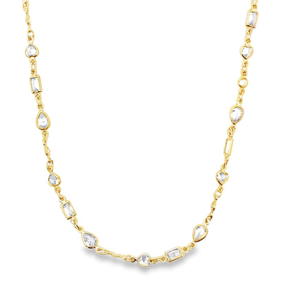 Clear CZ Stone Shape Mix Charm Necklace (I503)(H148)