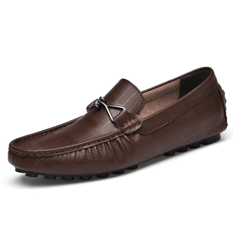 Summer New Leather Shoes Cowhide Gommino Increased 6CM Leisure
