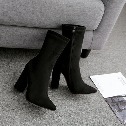 Nightclub Thick-heeled High-heeled Women's Boots Pointed Toe