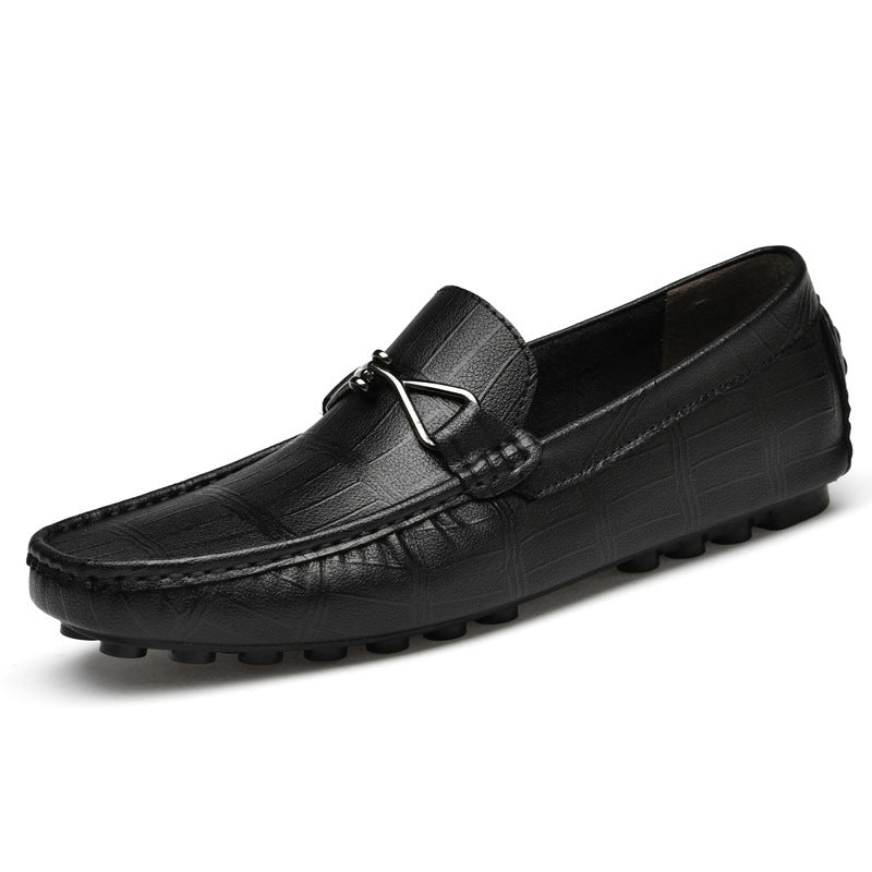 Summer New Leather Shoes Cowhide Gommino Increased 6CM Leisure