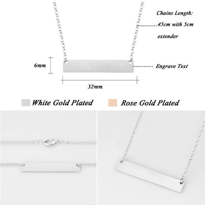 Titanium Steel Long Bar Necklace for Mother's Day Gift