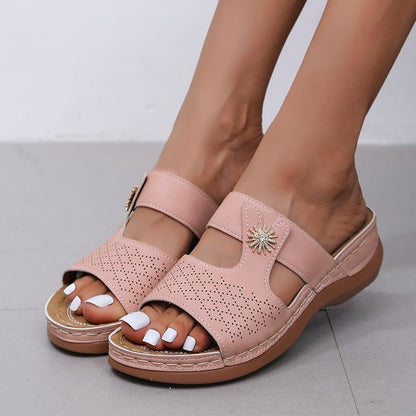 Embroidered Fish Mouth Women's Thick Bottom Hollow Sandals