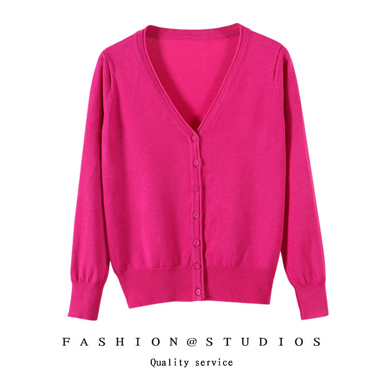 Women's Slim-fit SpringAutumn Plus-size Knitted Cardigan