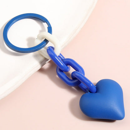 Black Blue Chain Love Heart Xiaohongshu Car Key Ring Hanging Ornaments