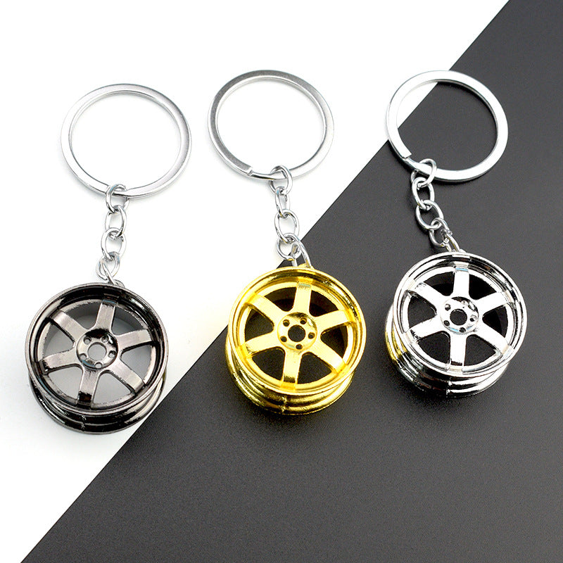 Creative Stereo Car Modification Fittings Wheel Hub Metal Keychains
