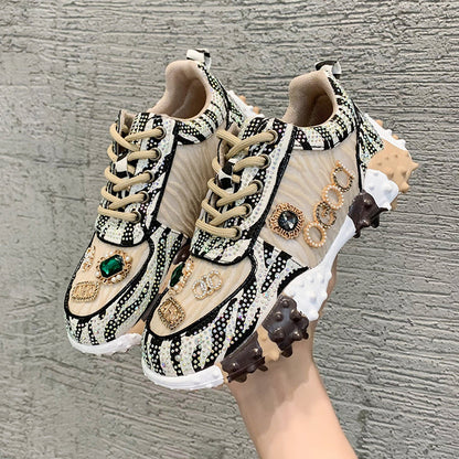 Luxury Designer Rhinestone Women's Casual Sports Shoes