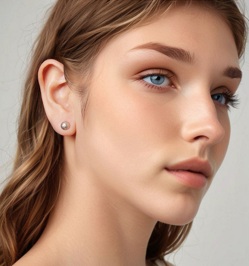 S925 Sterling Silver Basketball Stud Earrings