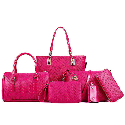 Trendy Embossed Six-Piece Mother Bag Set