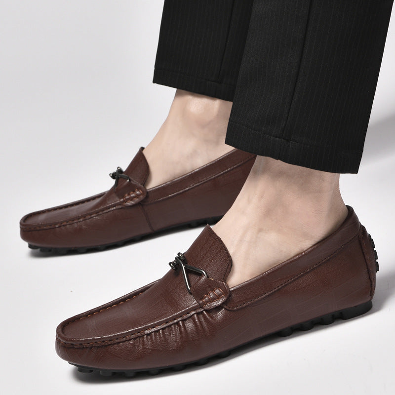 Summer New Leather Shoes Cowhide Gommino Increased 6CM Leisure