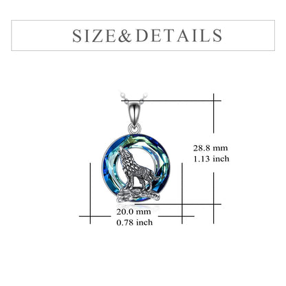 Sterling Silver Viking Wolf Earrings Necklace Jewelry with Crystal