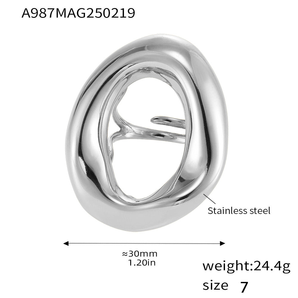 Titanium Steel Minimalist Irregular Fashion All-Match Ring