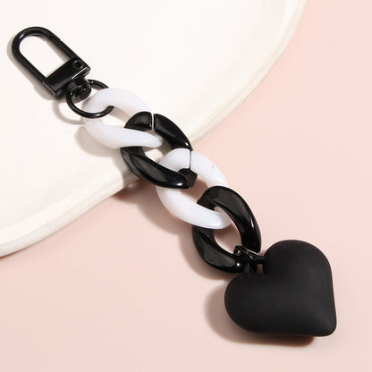 Black Blue Chain Love Heart Xiaohongshu Car Key Ring Hanging Ornaments