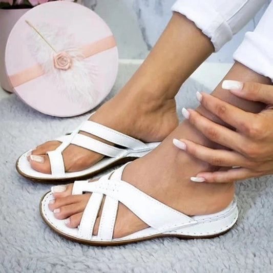 Retro Women's Wedge Heel European And American Casual Plus Size Shoes Solid Color Sandals