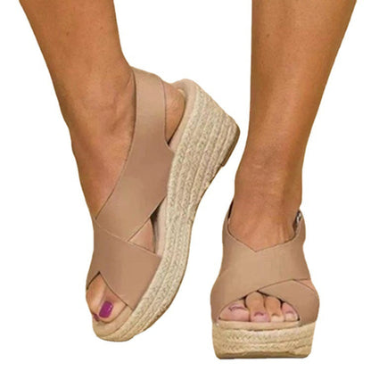 European And American Large Size Wedge Heel Women's Summer New Hemp Rope Platform Sandals And Slippers
