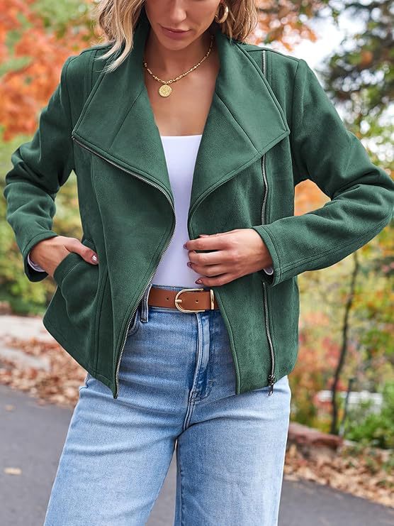 Fashion Casual Short Motorcycle Suede Jacket