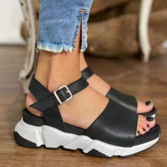 Casual Fashion Leopard Print Platform Roman Sandals