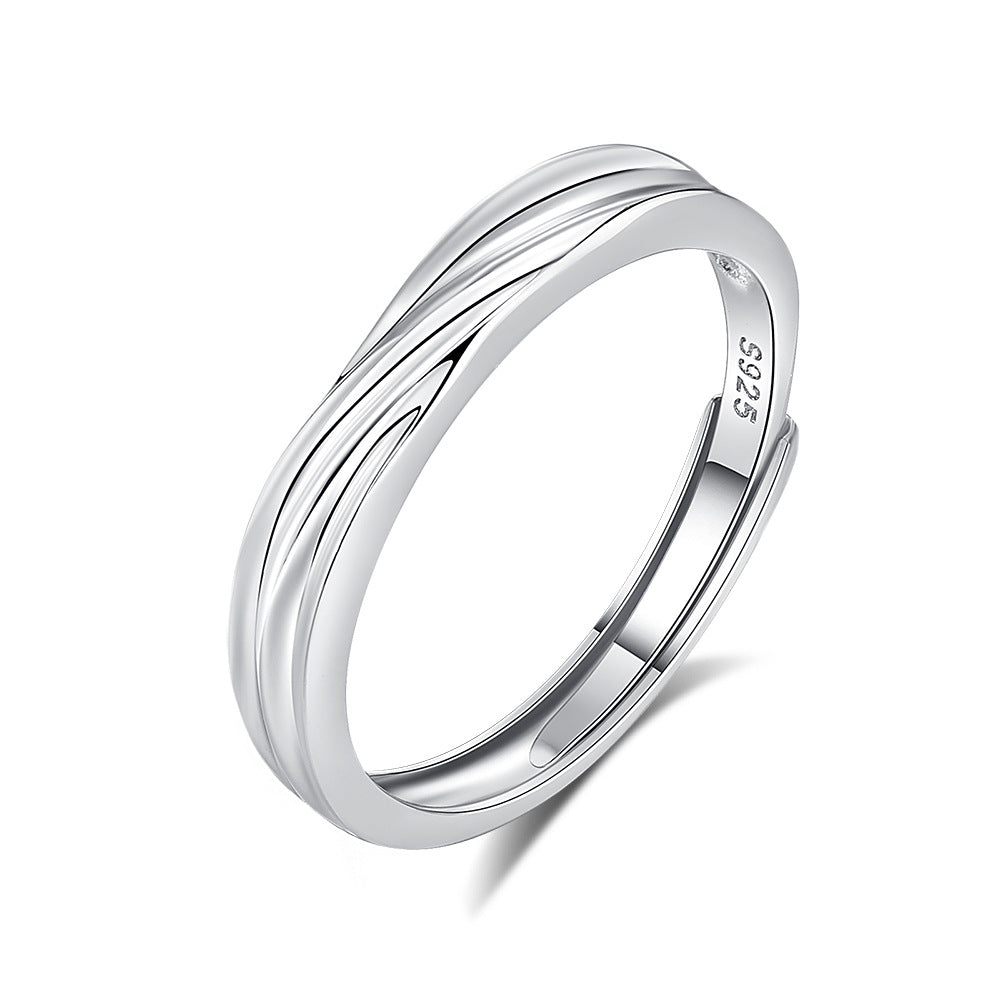 S925 Silver Adjustable Ring For Couples