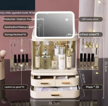Lighted Mirror Makeup Storage Box