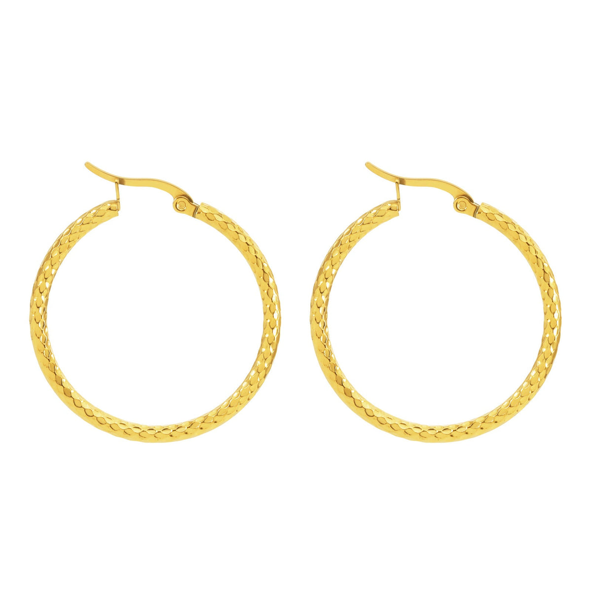 18K Gold-plated Dense Emboss Round Ring Earrings Advanced Sense