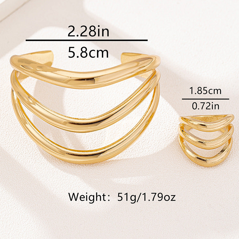 Personalized Retro Women's Ring Bracelet Ornament Suit