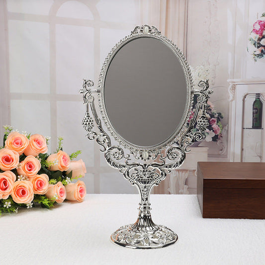 Rustic Double-Sided Makeup Mirror for Desktop Use