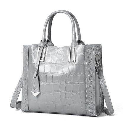Pattern Woven Leather Tote Handbag for Women