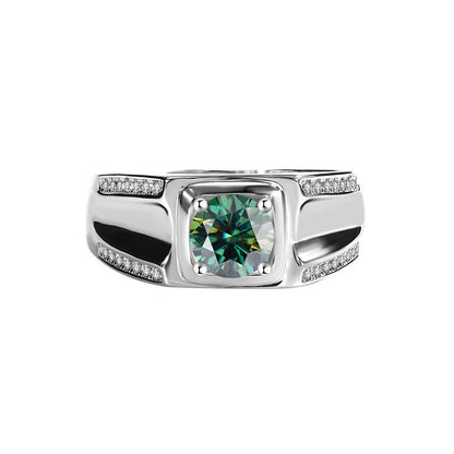 S925 Sterling Silver Moissanite Men's Ring 1 Karat Double-row Micro-inlaid