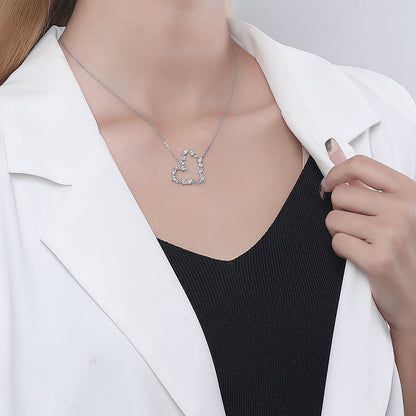 S925 Sterling Silver Zircon Heart Necklace