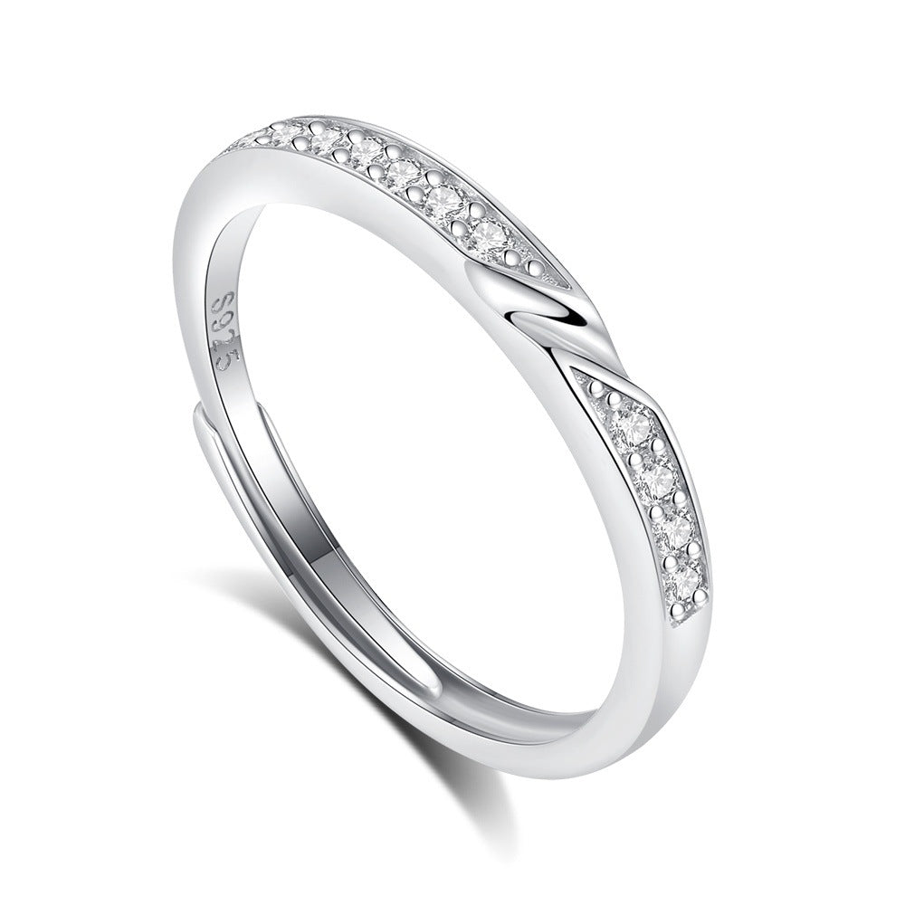 S925 Silver Adjustable Ring For Couples