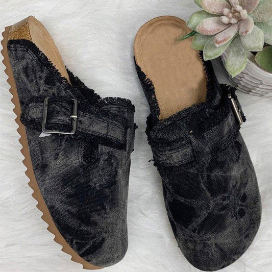 New Leopard Print Baotou Half-support Slip-on Shoes Peas Shoes