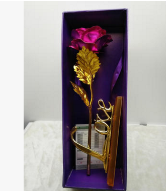 24K Gold Foil Purple Rose - Mother's Day Gift