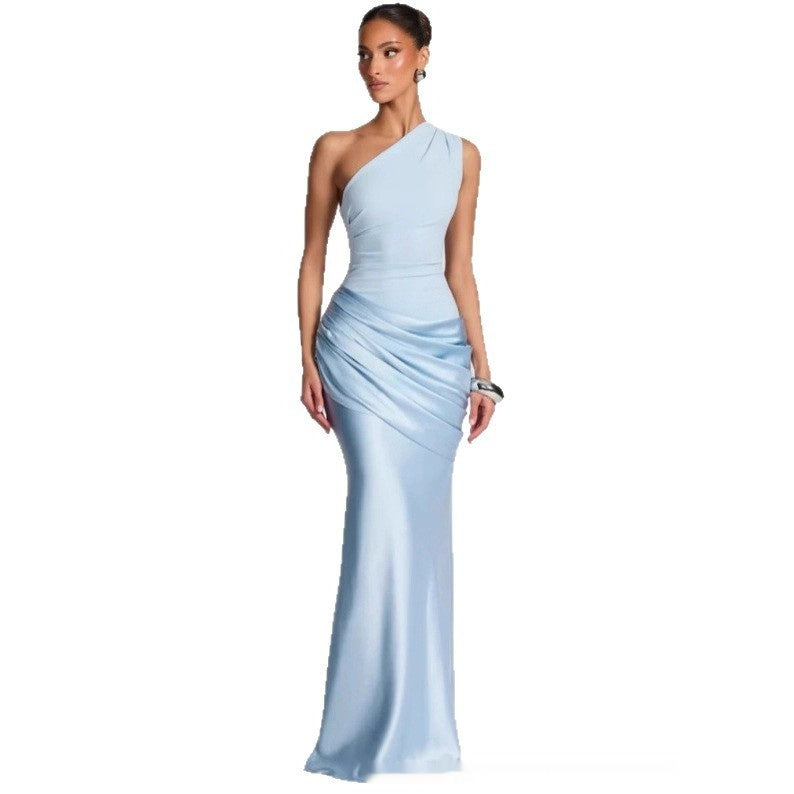 Elegant Womens Long One-Shoulder Dress