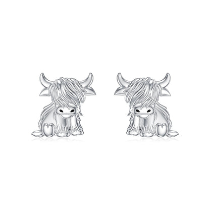 Highland Cow Earrings 925 Sterling Silver Cow Studs Earrings Highland Cow Jewelry Gifts