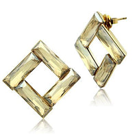 GL344 - IP Gold(Ion Plating) Brass Earrings with Top Grade Crystal  in Topaz