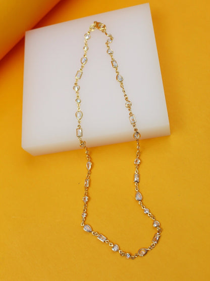 Clear CZ Stone Shape Mix Charm Necklace (I503)(H148)